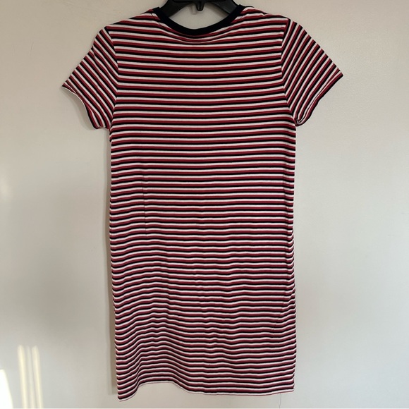 Polo Ralph Lauren Mini Shirt Dress Red Navy Stripe Tie Neck Preppy Size Small - Picture 10 of 10